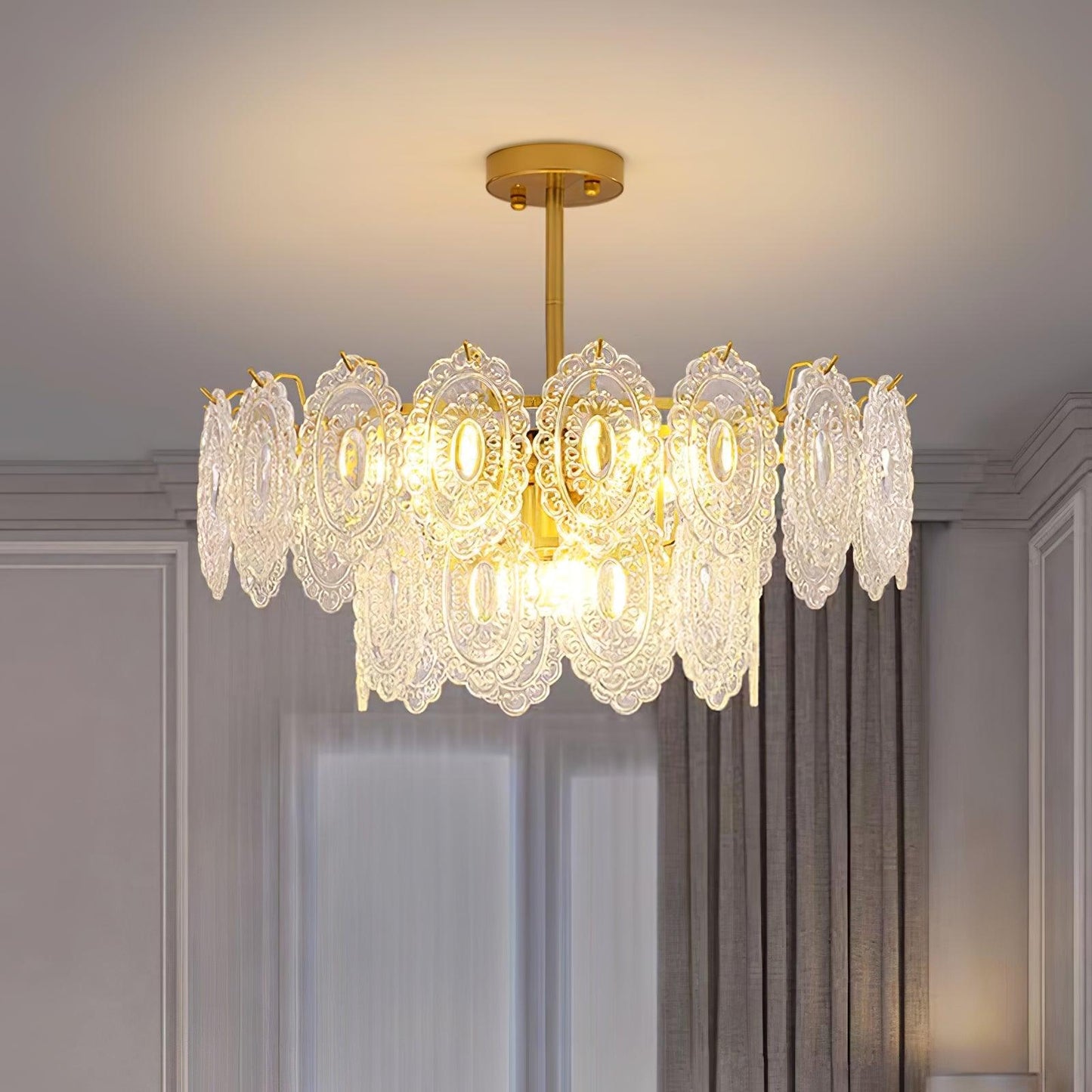 Elegant Wave Glass Chandelier - Modern Design with Adjustable Height