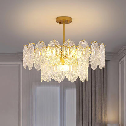 Elegant Wave Glass Chandelier - Modern Design with Adjustable Height