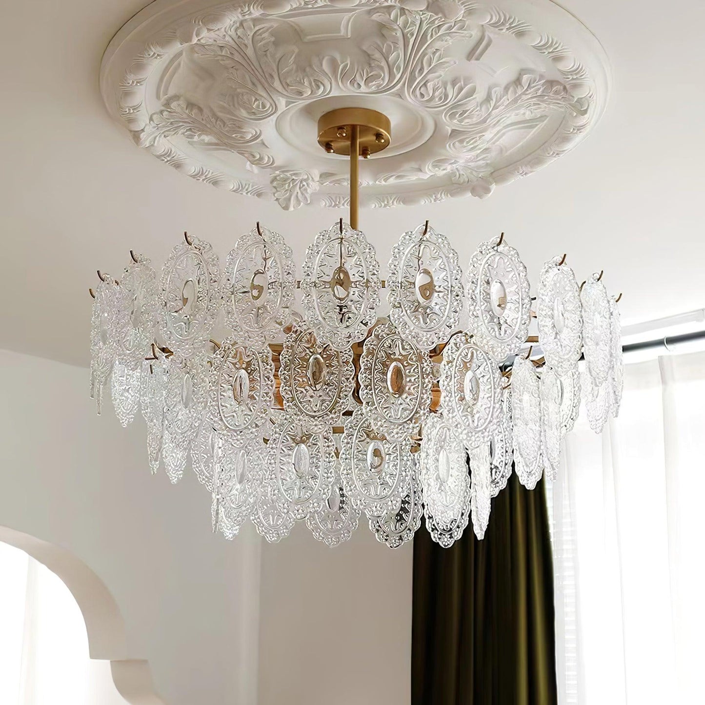 Elegant Wave Glass Chandelier - Modern Design with Adjustable Height