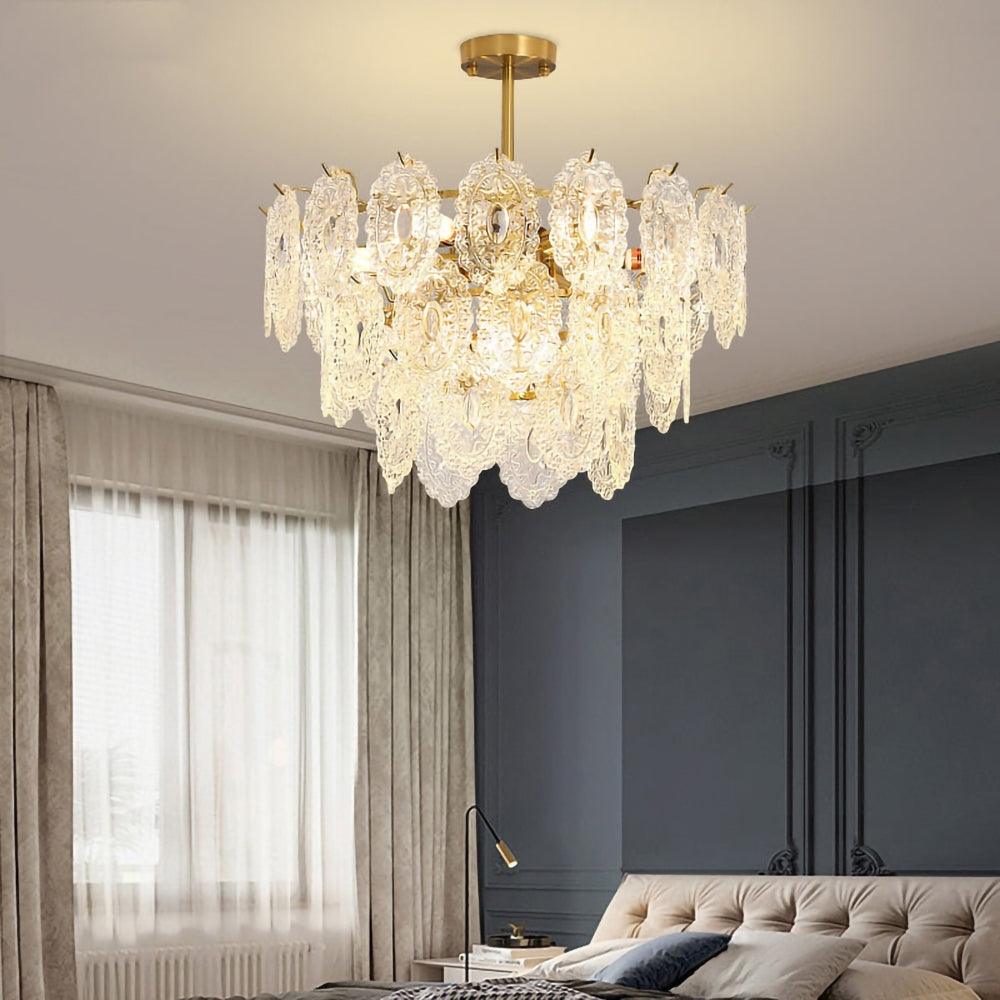 Elegant Wave Glass Chandelier - Modern Design with Adjustable Height
