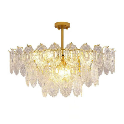Elegant Wave Glass Chandelier - Modern Design with Adjustable Height