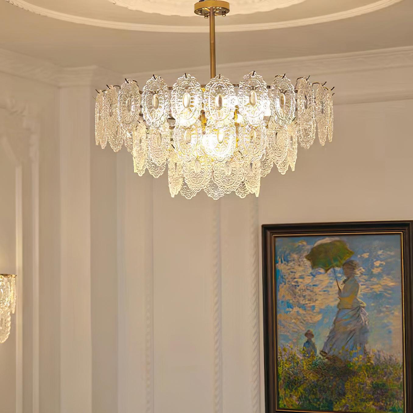 Elegant Wave Glass Chandelier - Modern Design with Adjustable Height