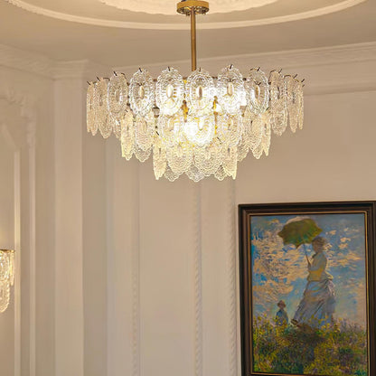 Elegant Wave Glass Chandelier - Modern Design with Adjustable Height