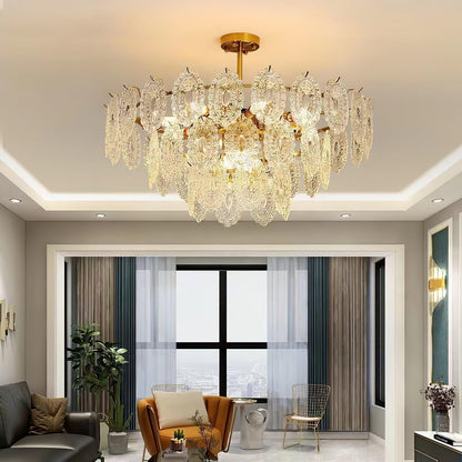 Elegant Wave Glass Chandelier - Modern Design with Adjustable Height
