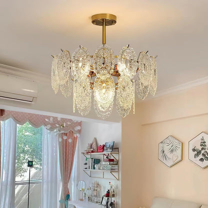 Elegant Wave Glass Chandelier - Modern Design with Adjustable Height