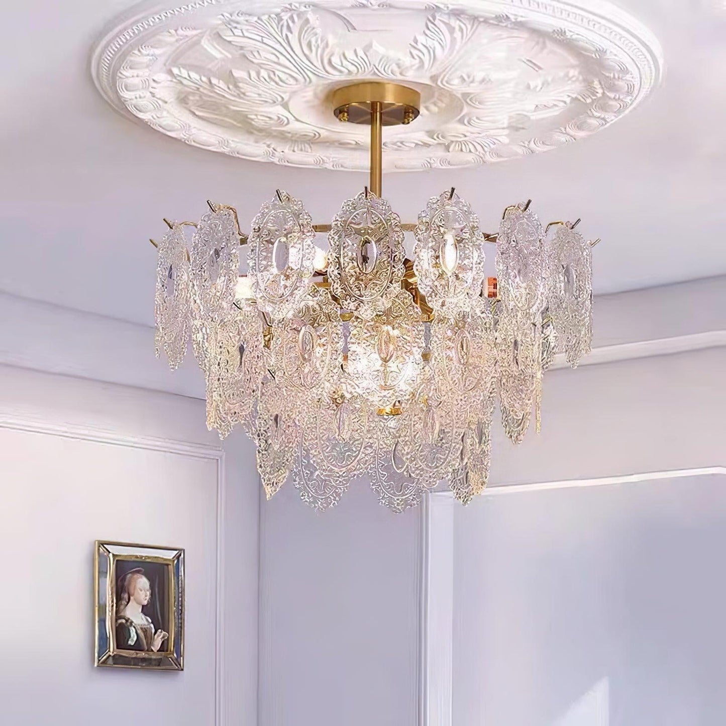Elegant Wave Glass Chandelier - Modern Design with Adjustable Height