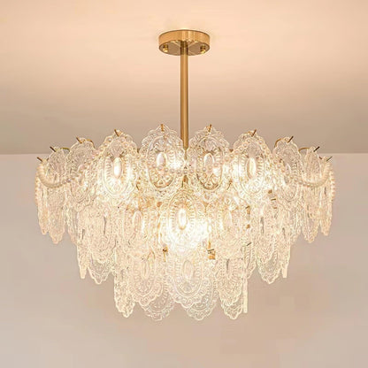 Elegant Wave Pearl Chandelier - Dimmable LED & Adjustable Height