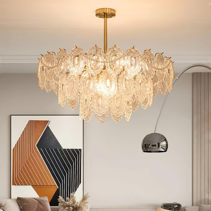 Elegant Wave Pearl Chandelier - Dimmable LED & Adjustable Height