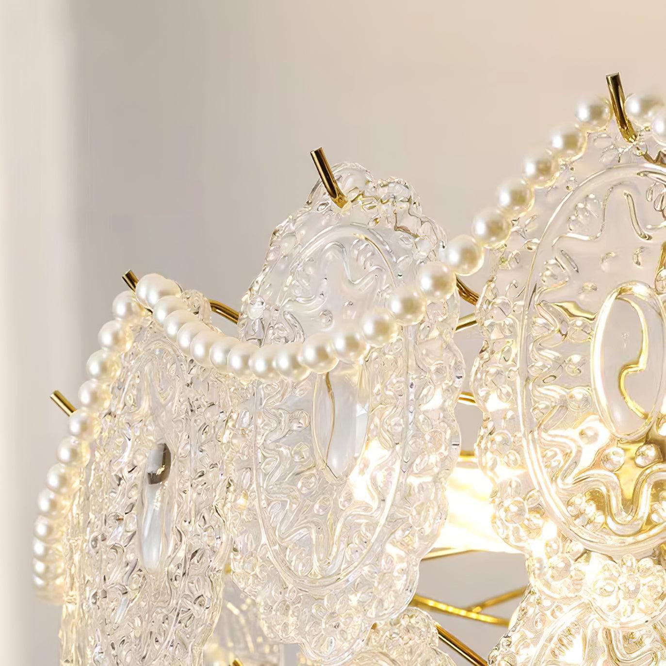 Elegant Wave Pearl Chandelier - Dimmable LED & Adjustable Height