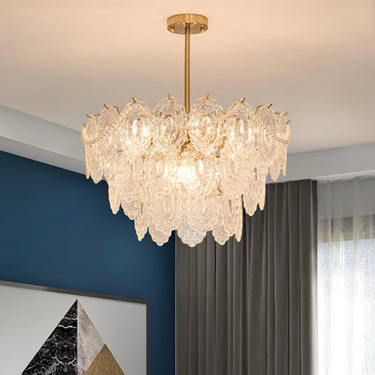 Elegant Wave Pearl Chandelier - Dimmable LED & Adjustable Height