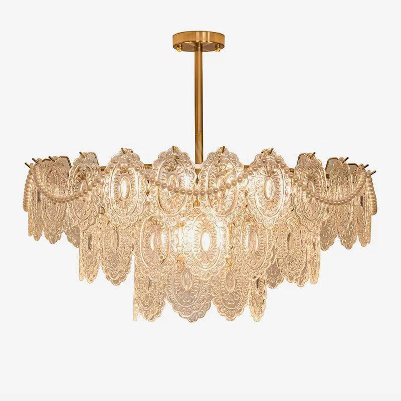 Elegant Wave Pearl Chandelier - Dimmable LED & Adjustable Height