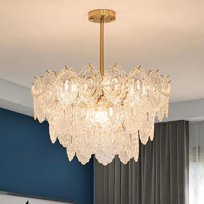Elegant Wave Pearl Chandelier - Dimmable LED & Adjustable Height