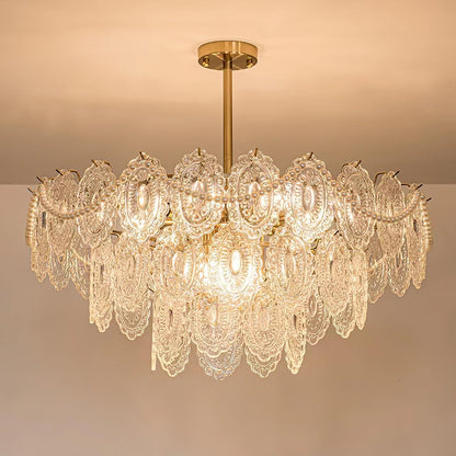 Elegant Wave Pearl Chandelier - Dimmable LED & Adjustable Height