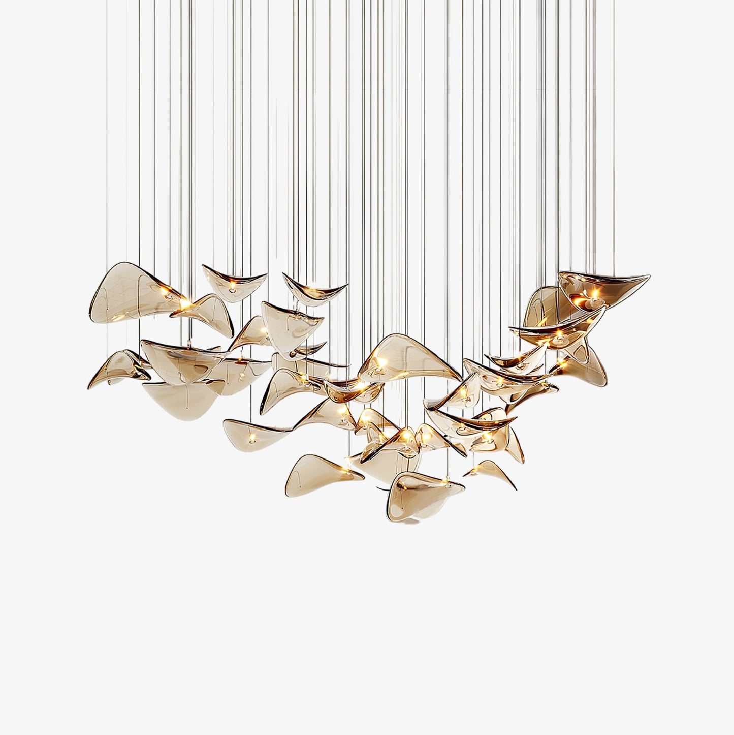 Elegant Wave Floating Leaf Chandelier with Adjustable Brightness & Eco