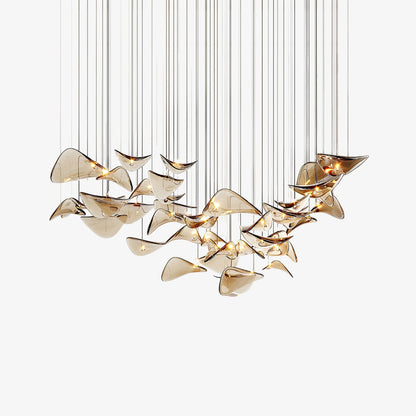 Elegant Wave Floating Leaf Chandelier with Adjustable Brightness & Eco