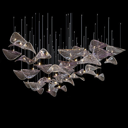 Elegant Wave Floating Leaf Chandelier with Adjustable Brightness & Eco