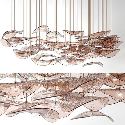 Elegant Wave Floating Leaf Chandelier with Adjustable Brightness & Eco