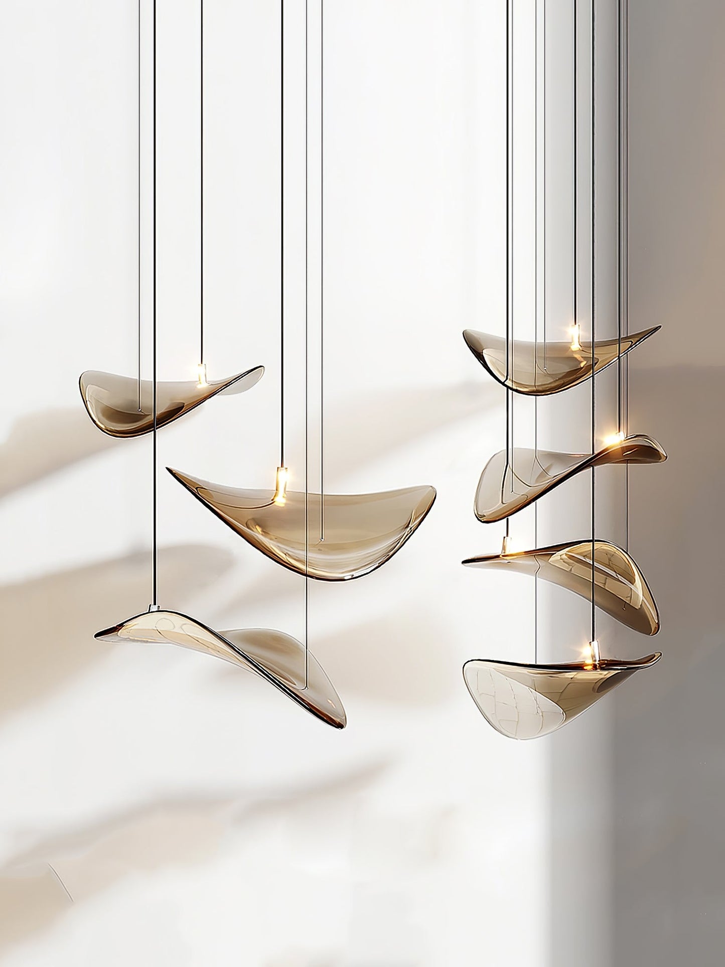 Elegant Wave Floating Leaf Chandelier with Adjustable Brightness & Eco