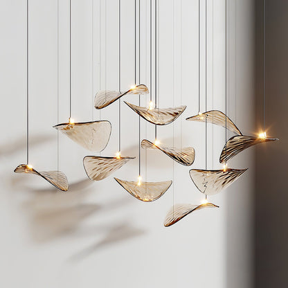Elegant Wave Floating Leaf Chandelier with Adjustable Brightness & Eco