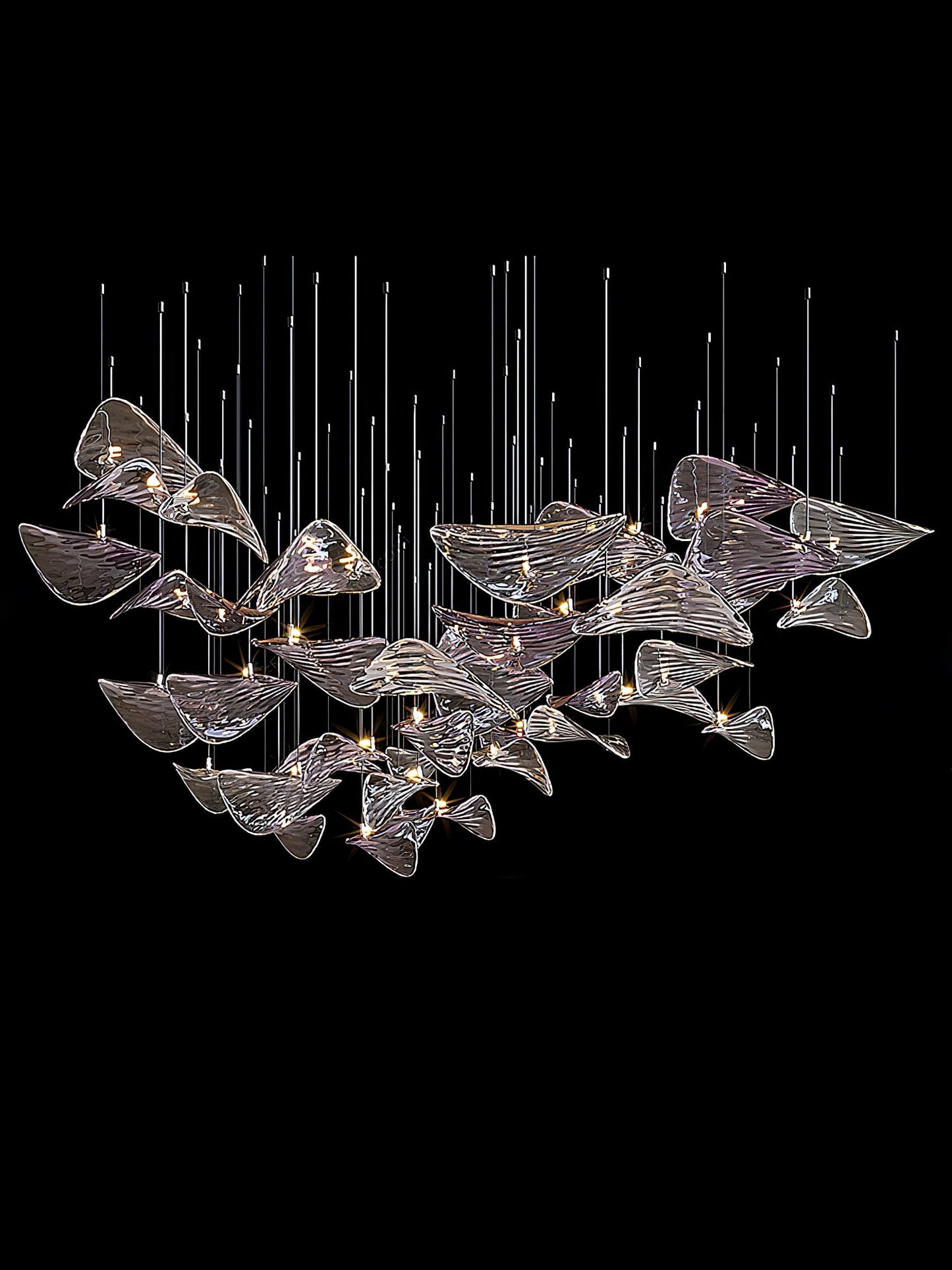 Elegant Wave Floating Leaf Chandelier with Adjustable Brightness & Eco