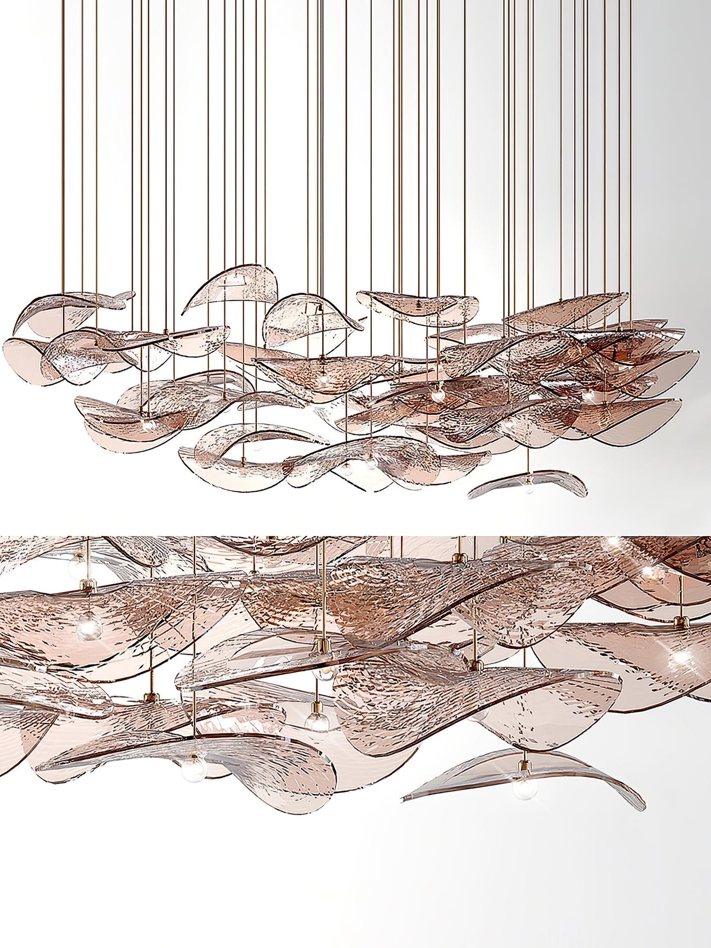 Elegant Wave Floating Leaf Chandelier with Adjustable Brightness & Eco
