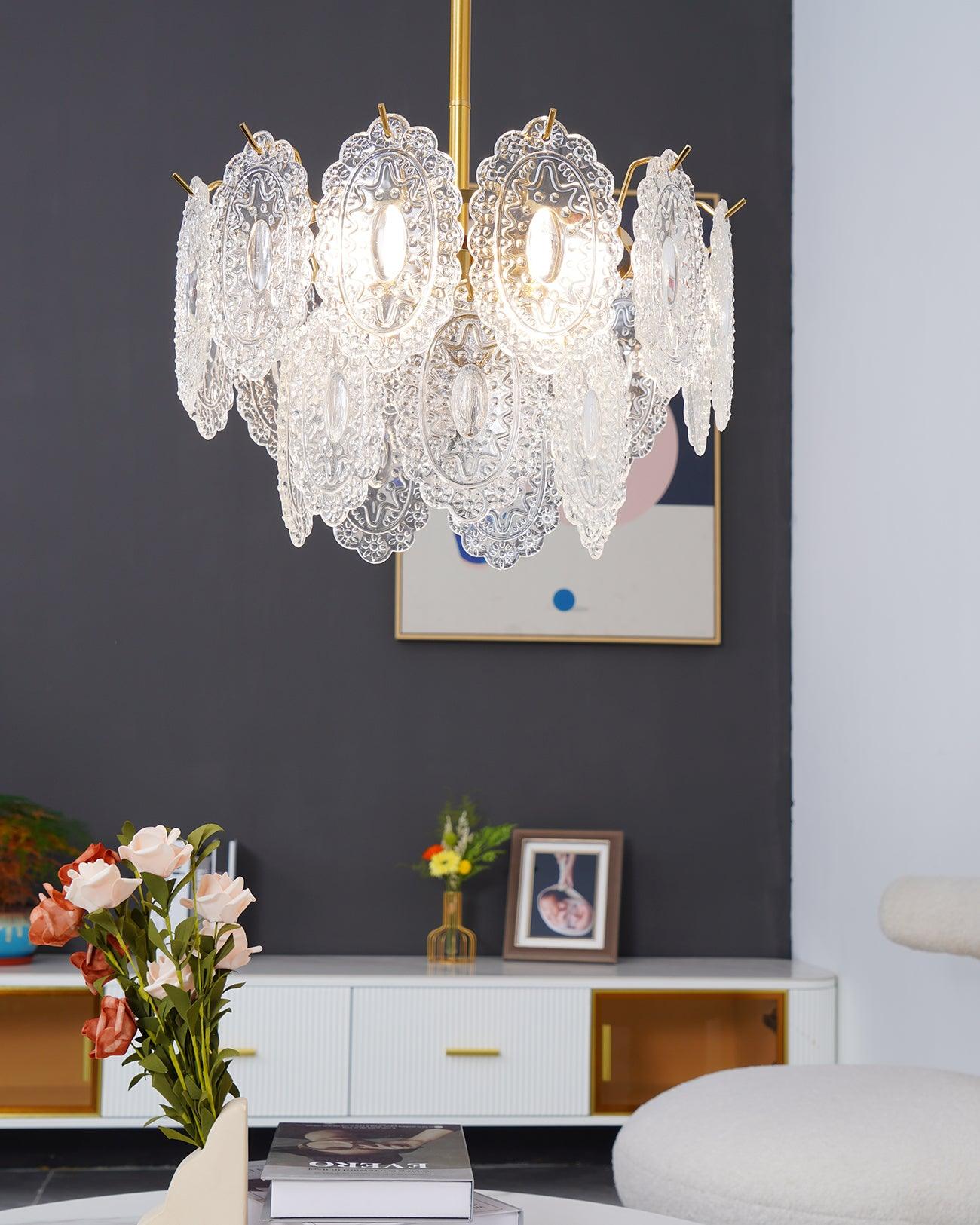 Elegant Wave Glass Chandelier - Modern Design with Adjustable Height