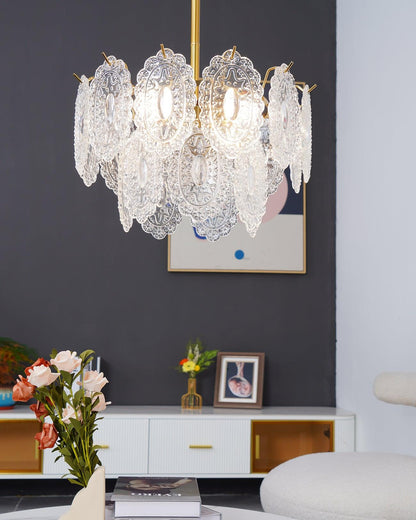 Elegant Wave Glass Chandelier - Modern Design with Adjustable Height