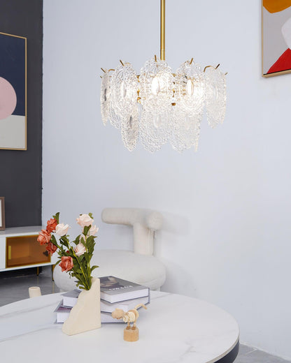 Elegant Wave Glass Chandelier - Modern Design with Adjustable Height