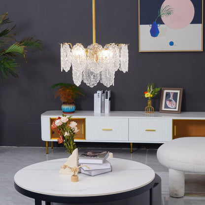Elegant Wave Glass Chandelier - Modern Design with Adjustable Height