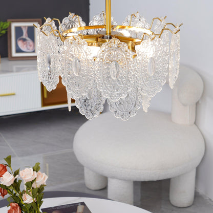 Elegant Wave Glass Chandelier - Modern Design with Adjustable Height