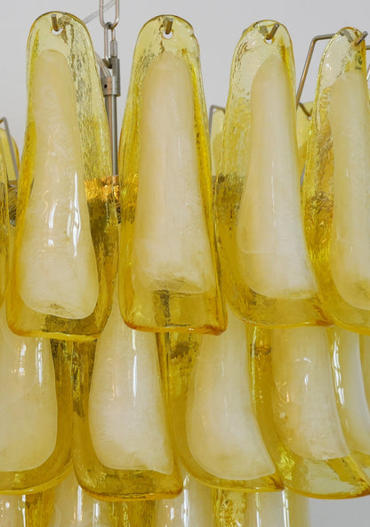 Wave Yellow Glass Chandelier - Elegant Lighting with Adjustable Height