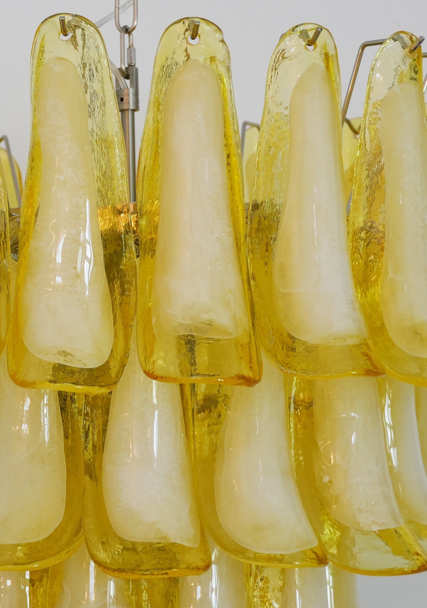 Wave Yellow Glass Chandelier - Elegant Lighting with Adjustable Height