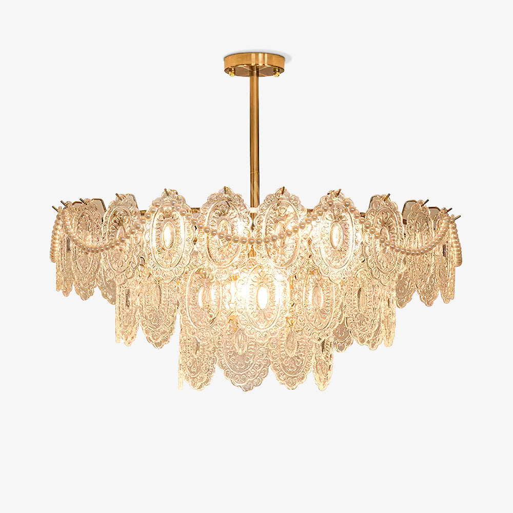 Elegant Wave Pearl Chandelier - Dimmable LED & Adjustable Height