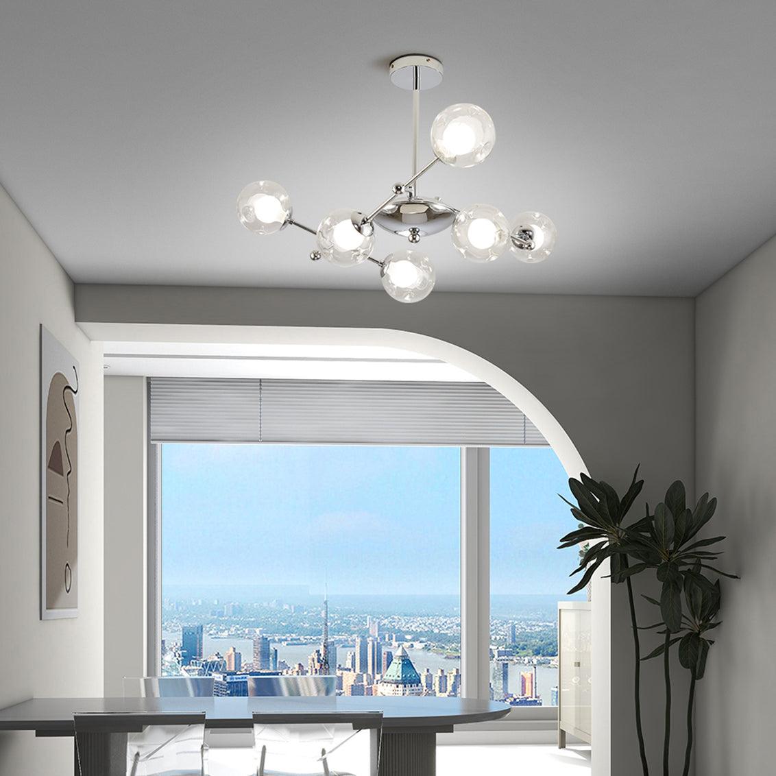 Sputnik Chandelier - Modern Design, Adjustable Brightness, 6 Lights