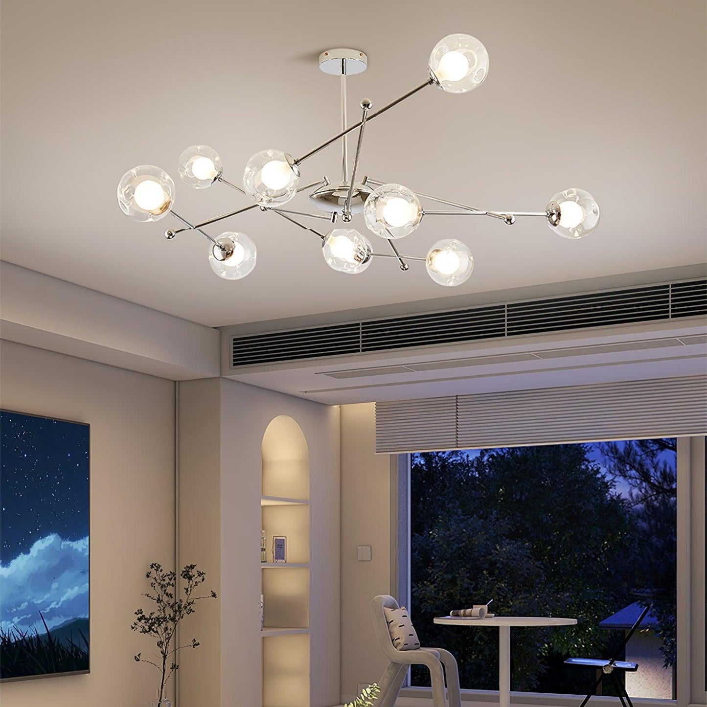 Sputnik Chandelier - Modern Design, Adjustable Brightness, 6 Lights