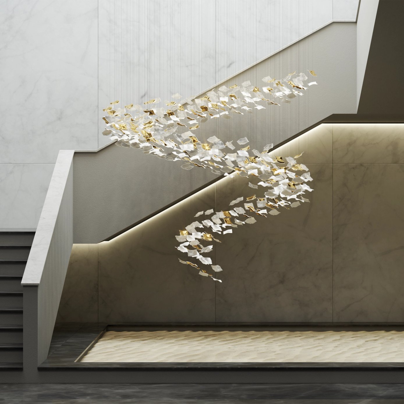 Whispering Kerchiefs Chandelier - Elegant Design with Adjustable Heigh