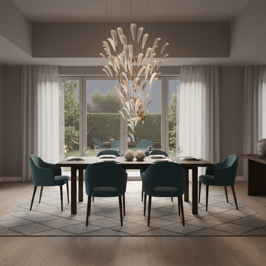 Art Deco White Feather Chandelier - Customizable, Elegant Design
