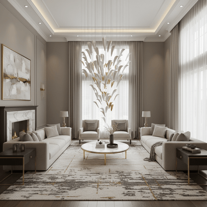 Art Deco White Feather Chandelier - Customizable, Elegant Design
