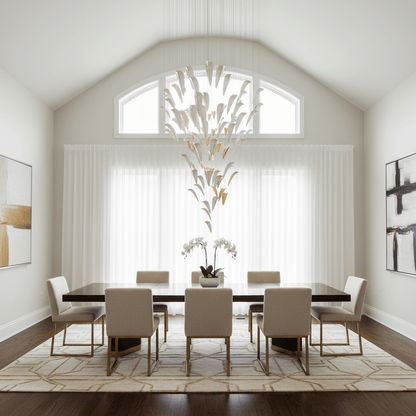 Art Deco White Feather Chandelier - Customizable, Elegant Design