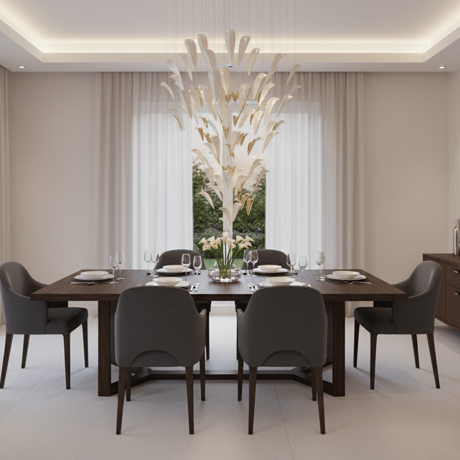 Art Deco White Feather Chandelier - Customizable, Elegant Design