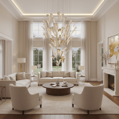Art Deco White Feather Chandelier - Customizable, Elegant Design