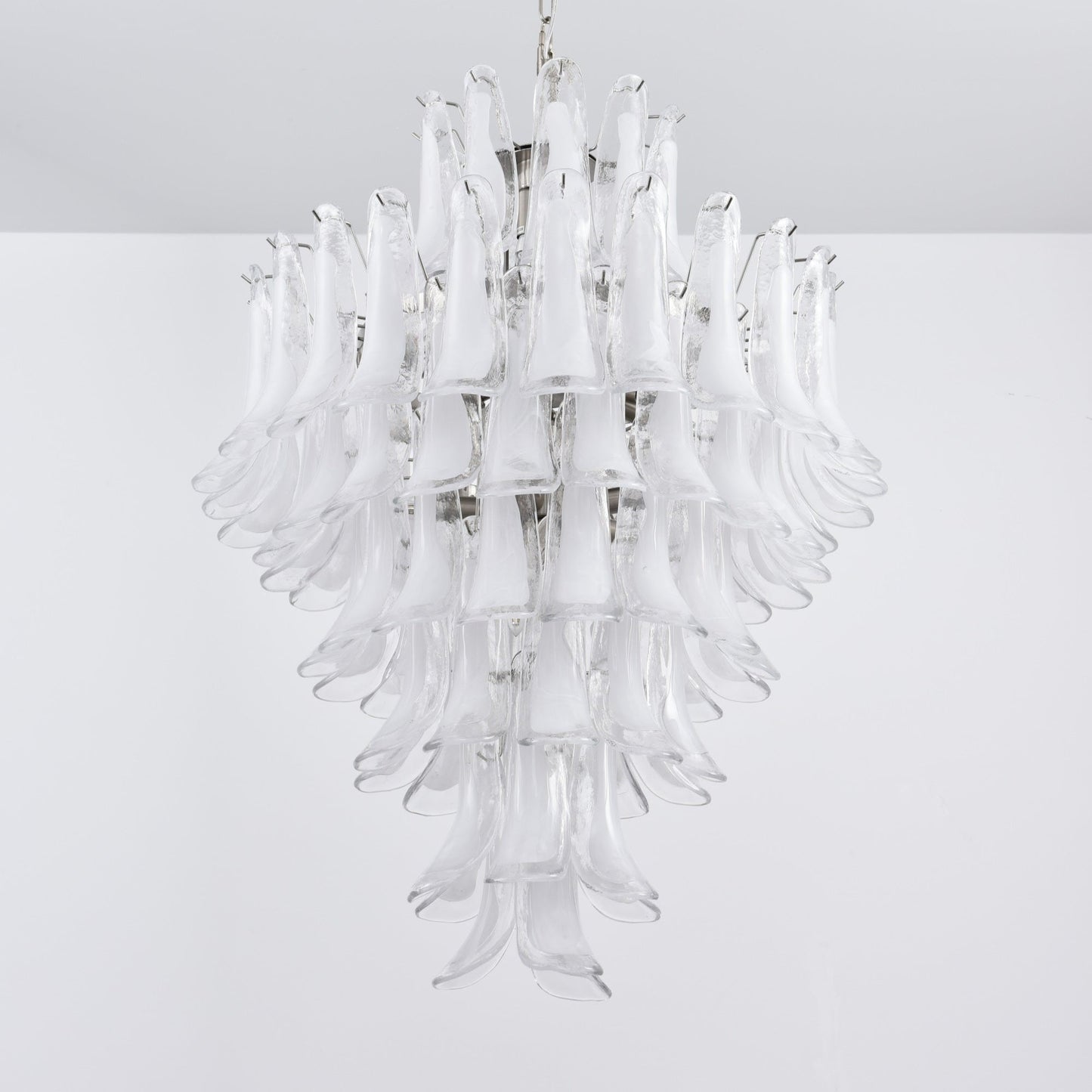Elegant White Cloud Glass Petals Chandelier with Adjustable Height & L