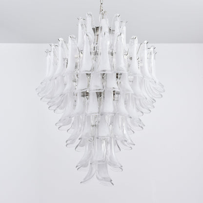 Elegant White Cloud Glass Petals Chandelier with Adjustable Height & L