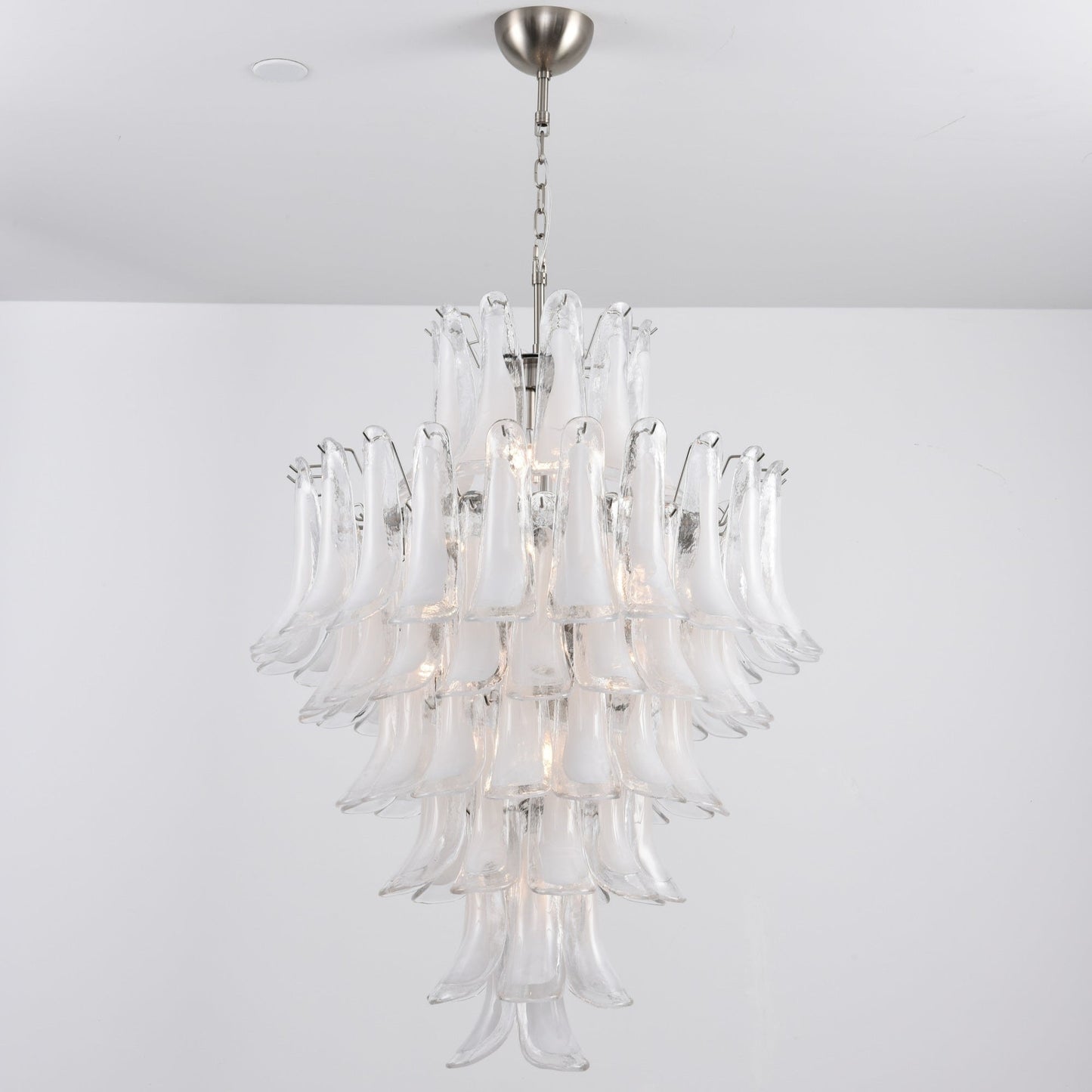 Elegant White Cloud Glass Petals Chandelier with Adjustable Height & L