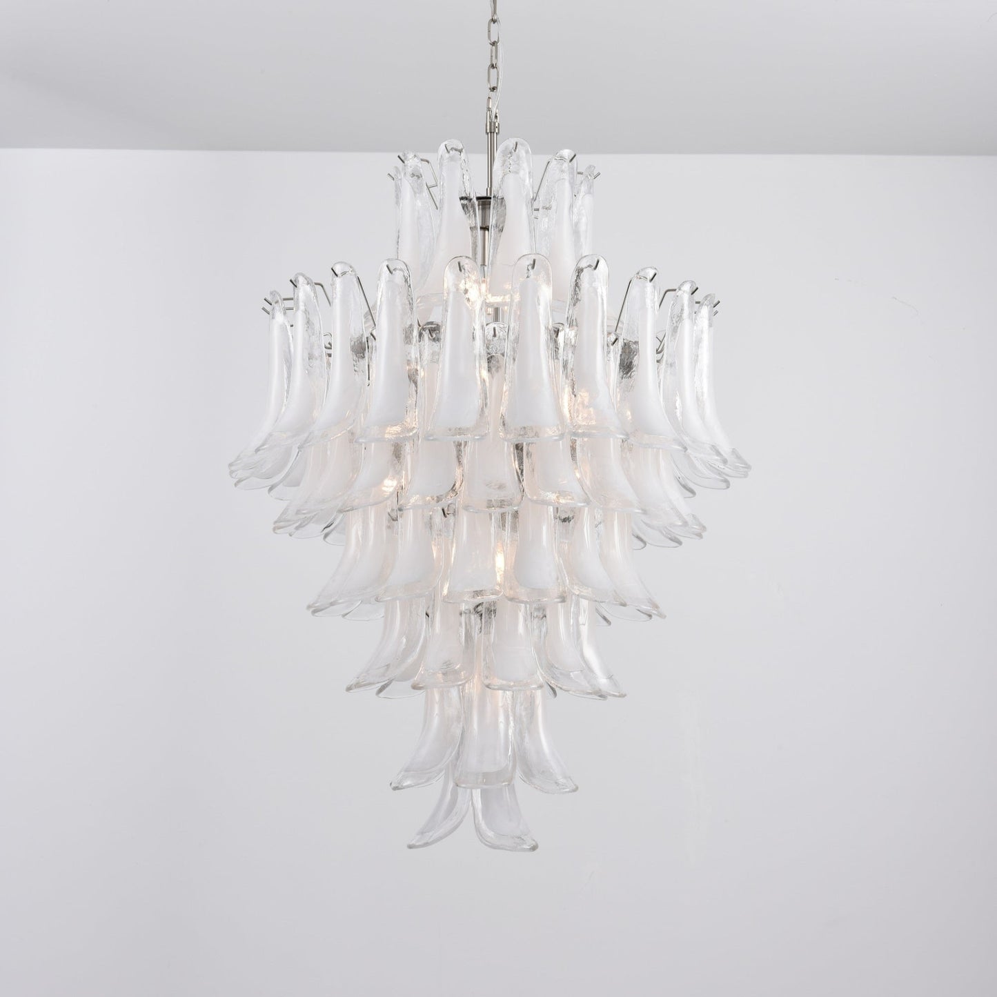 Elegant White Cloud Glass Petals Chandelier with Adjustable Height & L