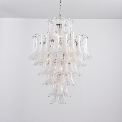 Elegant White Cloud Glass Petals Chandelier with Adjustable Height & L