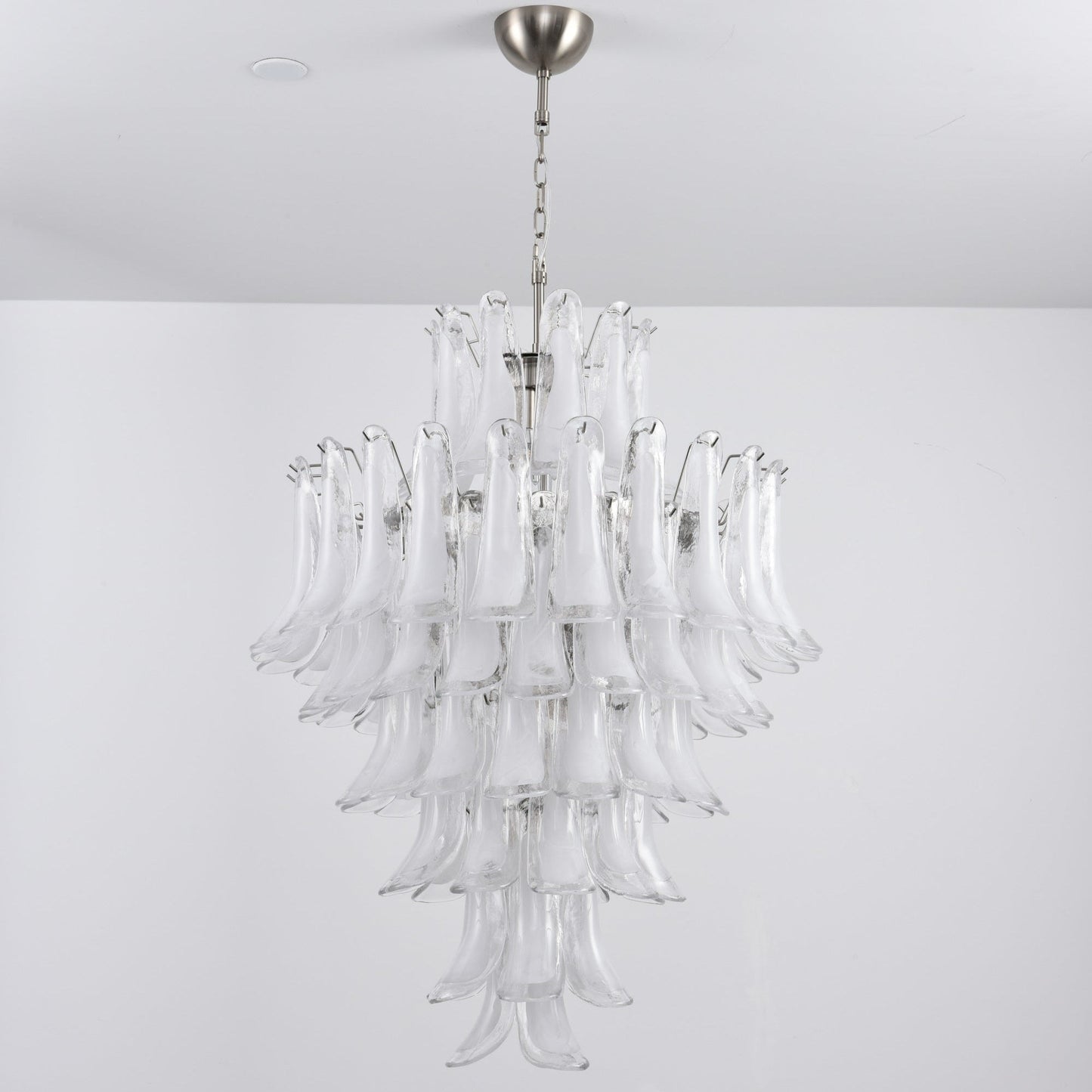 Elegant White Cloud Glass Petals Chandelier with Adjustable Height & L