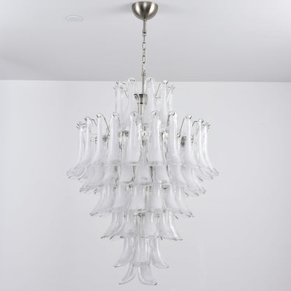 Elegant White Cloud Glass Petals Chandelier with Adjustable Height & L