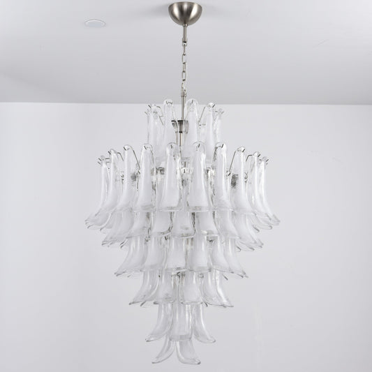 Elegant White Cloud Glass Petals Chandelier with Adjustable Height & L