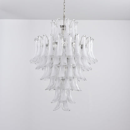 Elegant White Cloud Glass Petals Chandelier with Adjustable Height & L